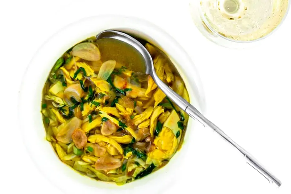 A bowl of soto ayam
