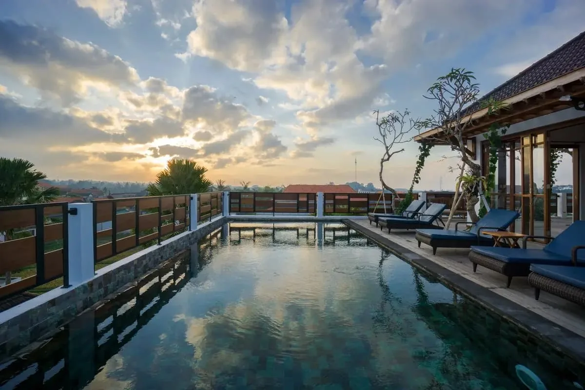 The rooftop pool